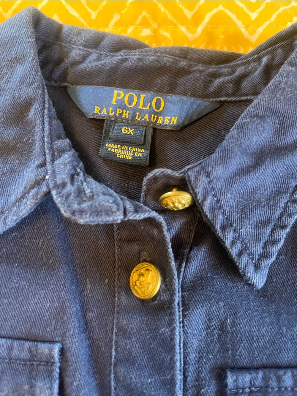 Polo by Ralph Lauren Navy Blue Button-Front Shirt Dress with Striped Belt - Picture 5 of 5